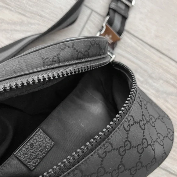 Rare Gucci Black Monogram Guccissima Belt Shoulder Bag Italy - Picture 11 of 14